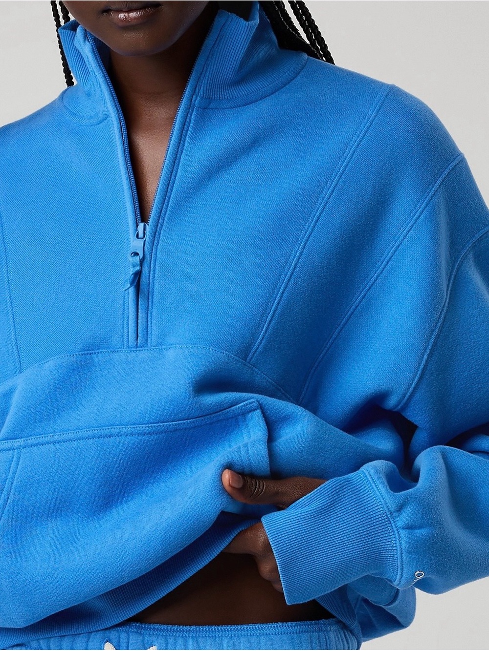 OFFLINE By Aerie Cloud Fleece Seamed Quarter Zip Sweatshirt in ROME BLUE BIN#27